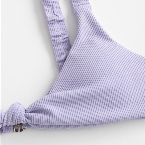Zaful lavender elastic ribbed Bikini - Picture 3 of 7